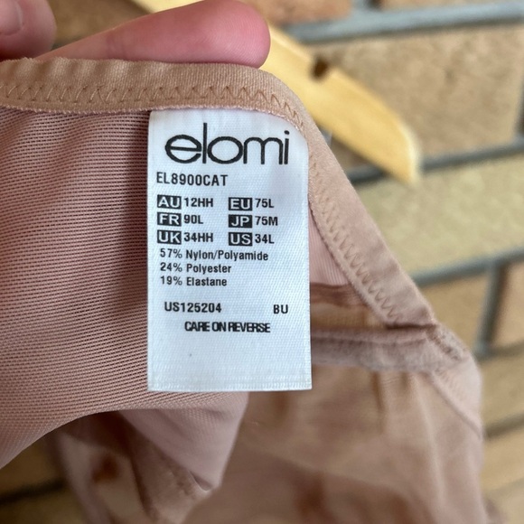 Elomi Matilda Full Figure Unlined Underwire Plunge Bra Tan/Pink Size 34L - Picture 4 of 4